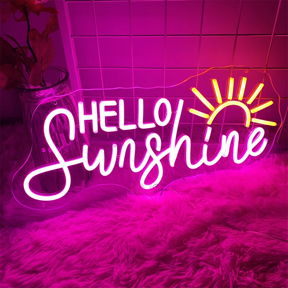 Neon Led Sign Hello Sunshine Custom Led Night Lights Sign USB for Room Wall Decor Bar Birthday Game Room Decoration Neon Lamps