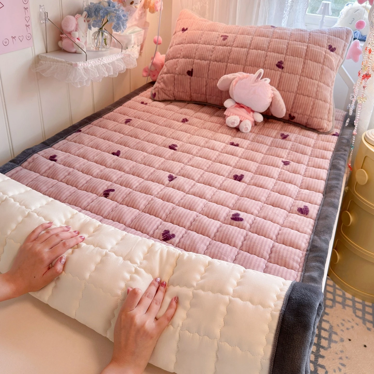 Winter Thick Warm Soft Mattress Topper Dormitory Single Bed Sheet Plush Bedspread Thin Bed Pad Mattress Cover Tatami Floor Mat