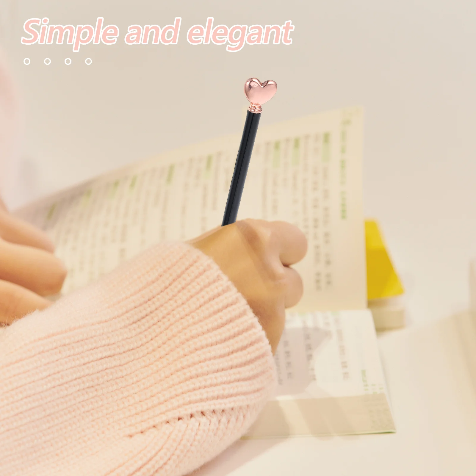 10Pcs 하트 볼펜 금속 개폐식 부드러운 쓰기 사무실 학교 장식 결혼식 발렌타인 데이 호의