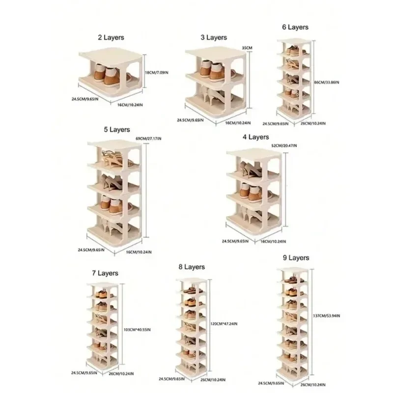 Multi-Layer Shoe Rack Space-Saving Stackable Storage Organizer for Entryway Bedroom Dormitory Removable Shoe Shelf for Home Use