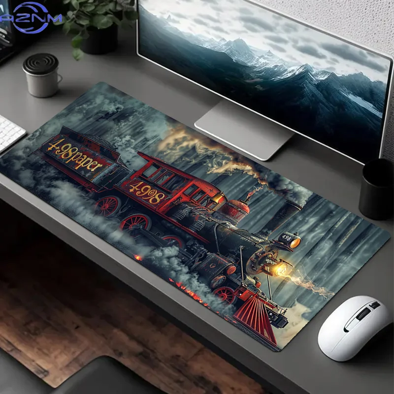 1pc Vintage Steam Train Design Mouse Pad, Polyester Large Desk Mat for Office, Laptop, Gaming, and Christmas Decoration - Ideal