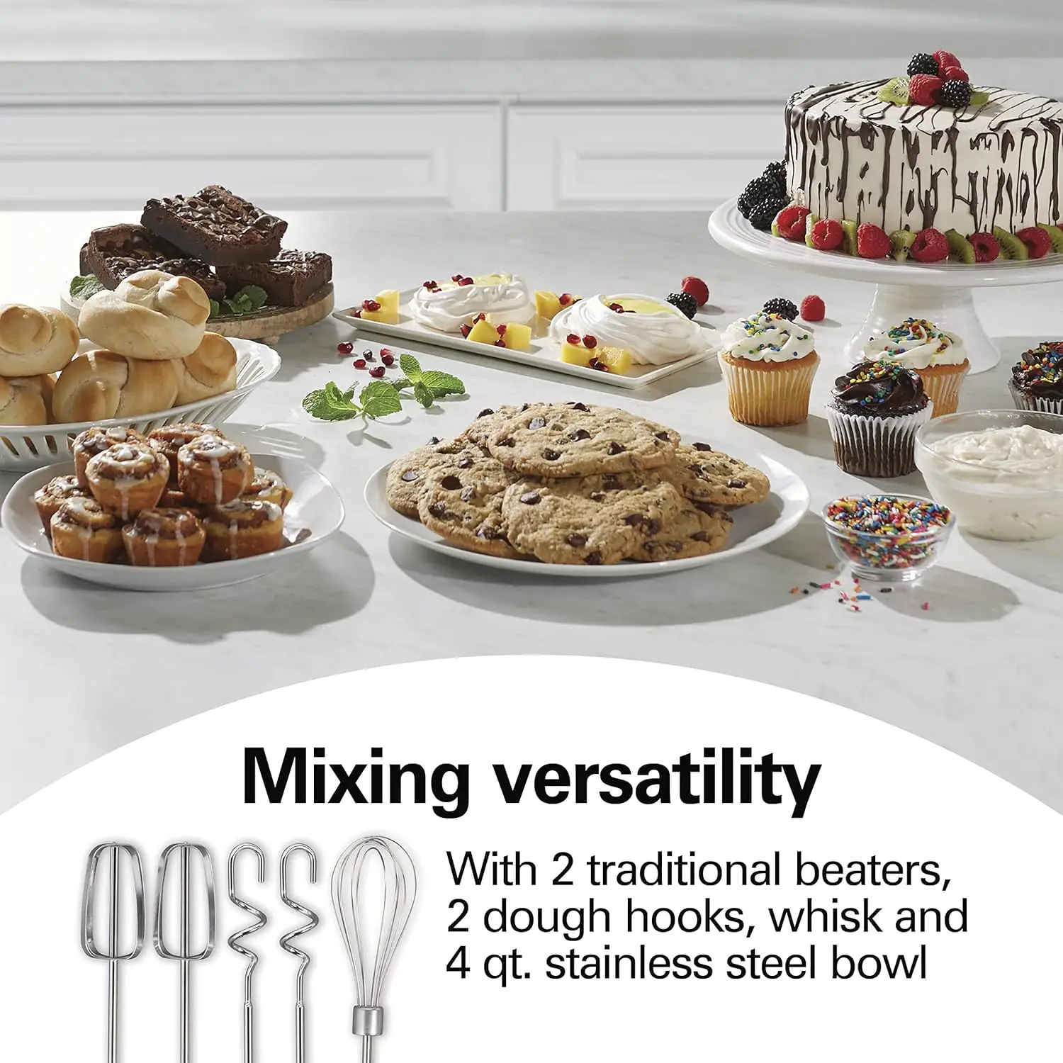 خلاط يدوي كلاسيكي أحمر 4 كوارت 6 سرعات وعاء سريع الانفجار بقية 290 وات خلاط مطبخ بقوة الذروة