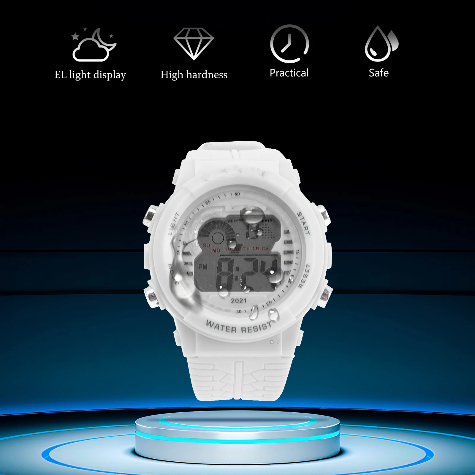 ساعة رياضية رقمية LED شاشة كبيرة متعددة الوظائف مقاومة للماء ساعة رياضية طويلة الخدمة للرجال رقمية
