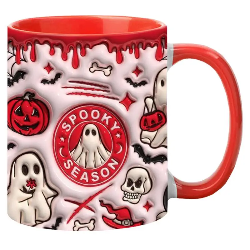 350ml Halloween ghost design Ceramic Ghost Mug Ghost Drinking Cup Ceramic Espresso Cup Spooky Tea Mug Breakfast Milk Cup