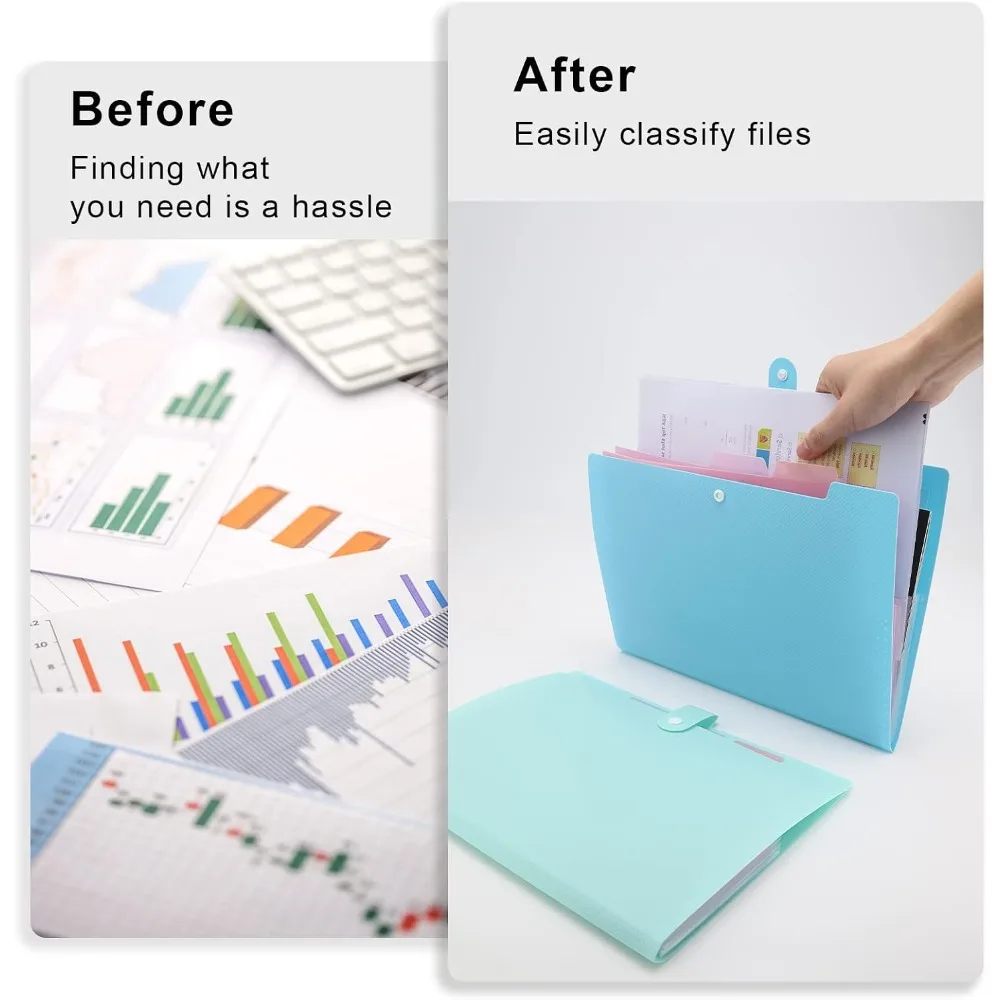Portable Expanding File Folder with 5 Colorful Pockets Weave Pattern Accordion Organizer A4 Letter Size Document Folder for Office School Supplies Purple view 5