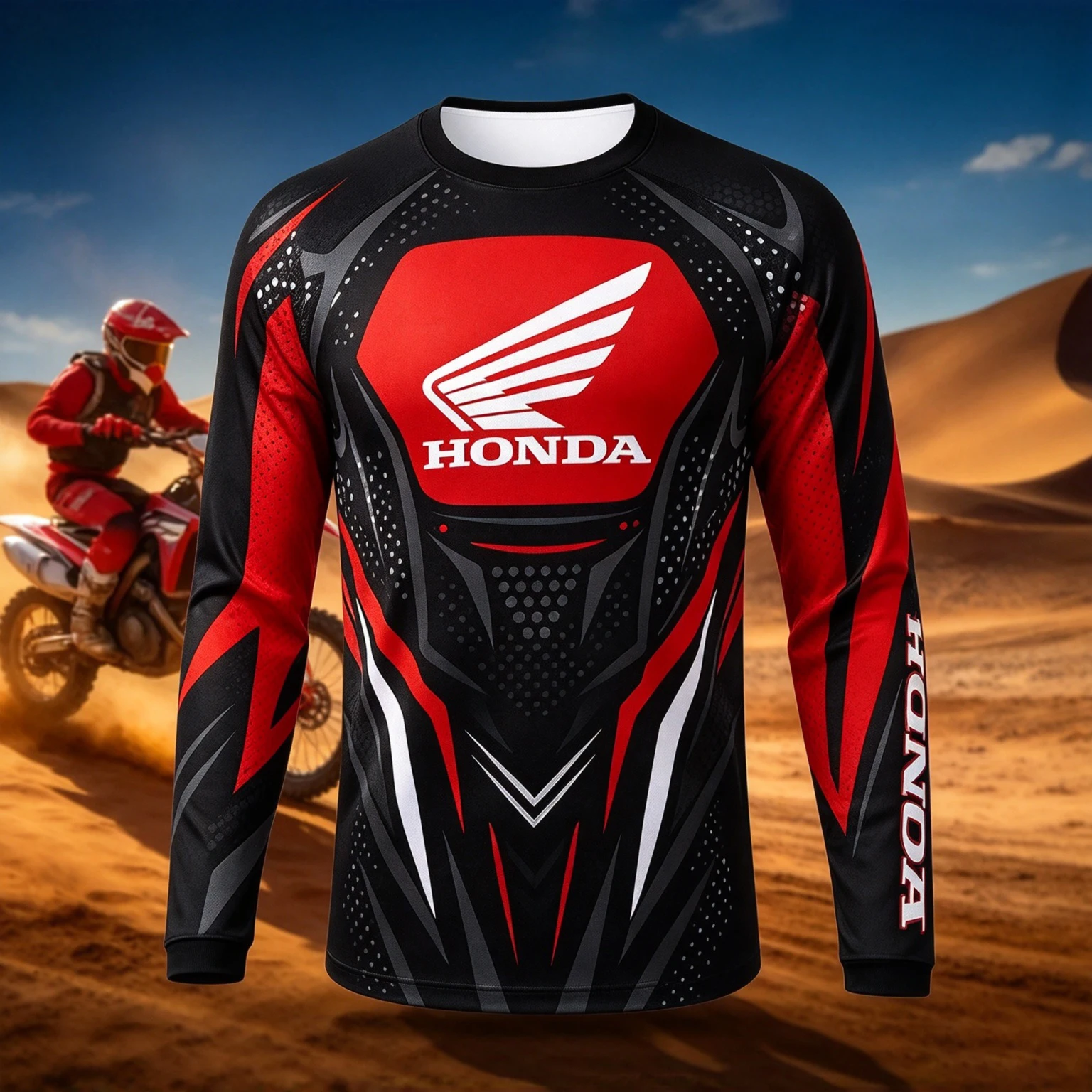 Motocross Neues Trendiges Herren- und Damen-Motociclista Biker Honda Schnelltrocknendes Atmungsaktives Langarm-T-Shirt für Motorradfahrer – Detail 11