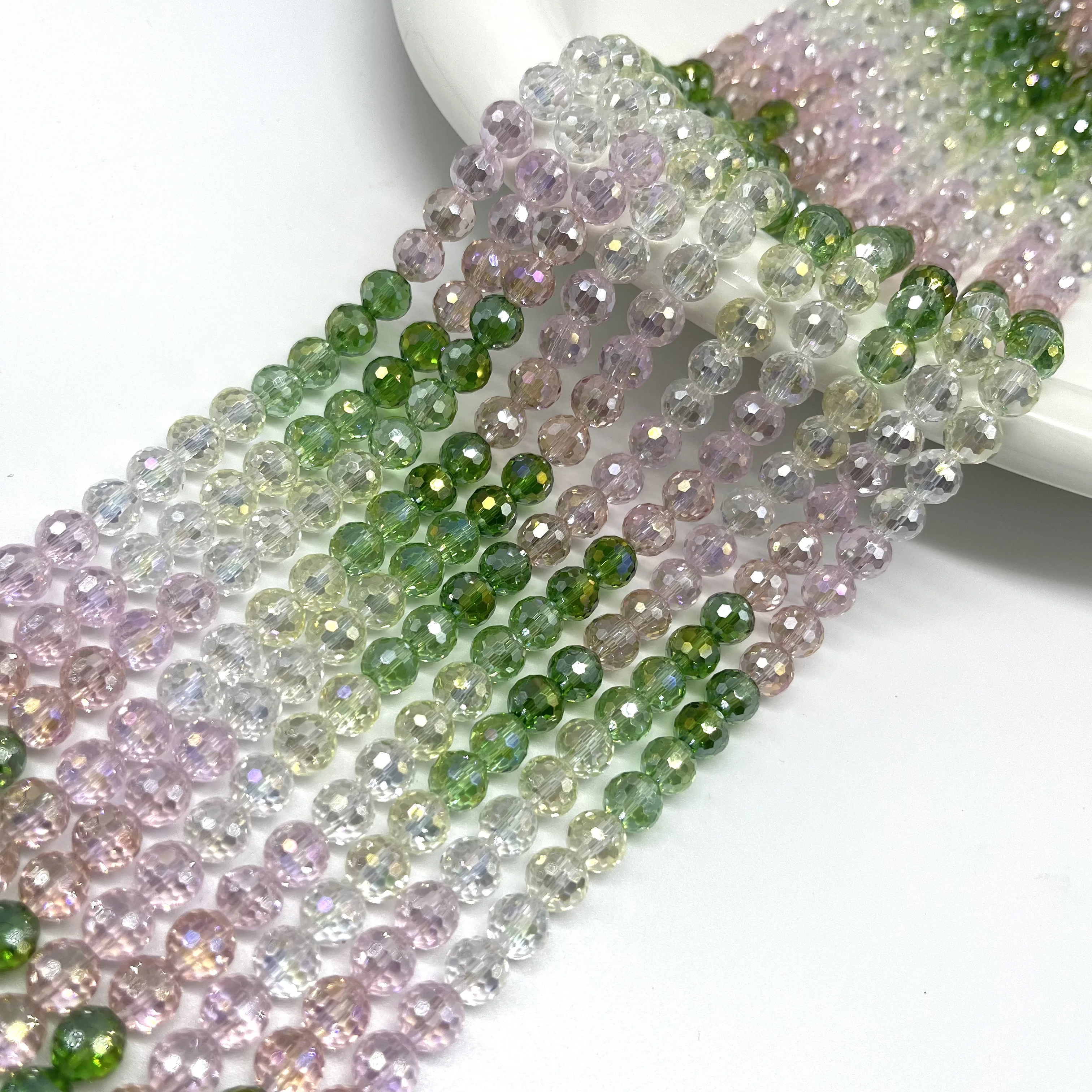 8 مللي متر 45 قطعة شكل كرة مستديرة الوجه الزجاج حبة مختلط اللون DIY بها بنفسك صنع المجوهرات