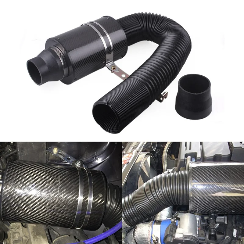 HOT-Universal Air Intake Filter Kit Carbon Fiber Bellows Mushroom Style Air Intake Car Modification,Universal Air Intake Filter