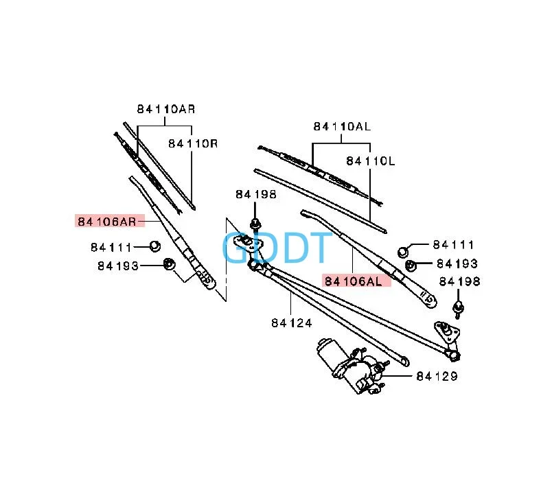 1 Kit Windscreen Wiper for Pajero V73 Front Window Washer for Montero V75 V77 Windshield Wiper Arm Assy for Shogun V60 MR522383