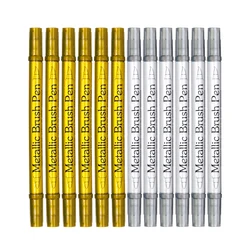 Double Head Color Metal Waterproof Permanent Paint Marker Pens Gold Silver color for DIY Art Marker Pen Art Painting Supplies