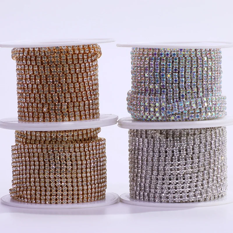 اللون اليدوية Diy مخلب سلسلة صف مزدوج الذهب والفضة أسفل مطلي معدن حجر الراين الملابس والاكسسوارات اللباس