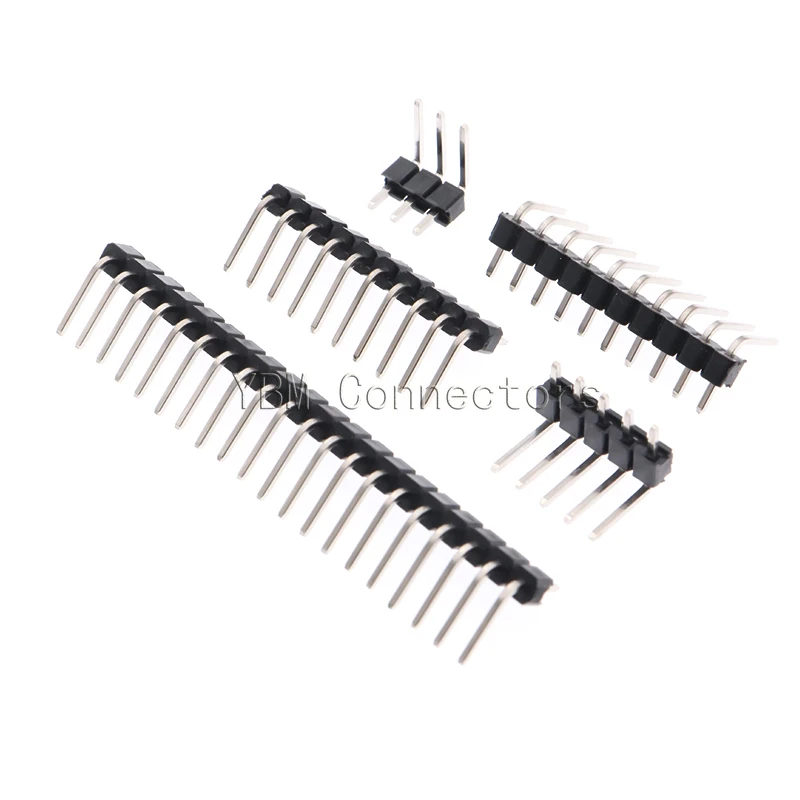 50PCS Single-row bending needle row needle spacing 2.54mm row needle 90 degrees bending 3/4/5/6/8/10/40P copper pin