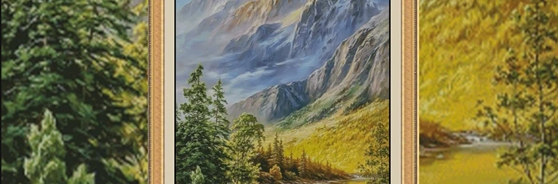 

ZZ5674 Golden Mountain Deer 14CT 16CT Print Canvas Cross Stitch DIY Set Kit Needlework Embroidery 201 Colors