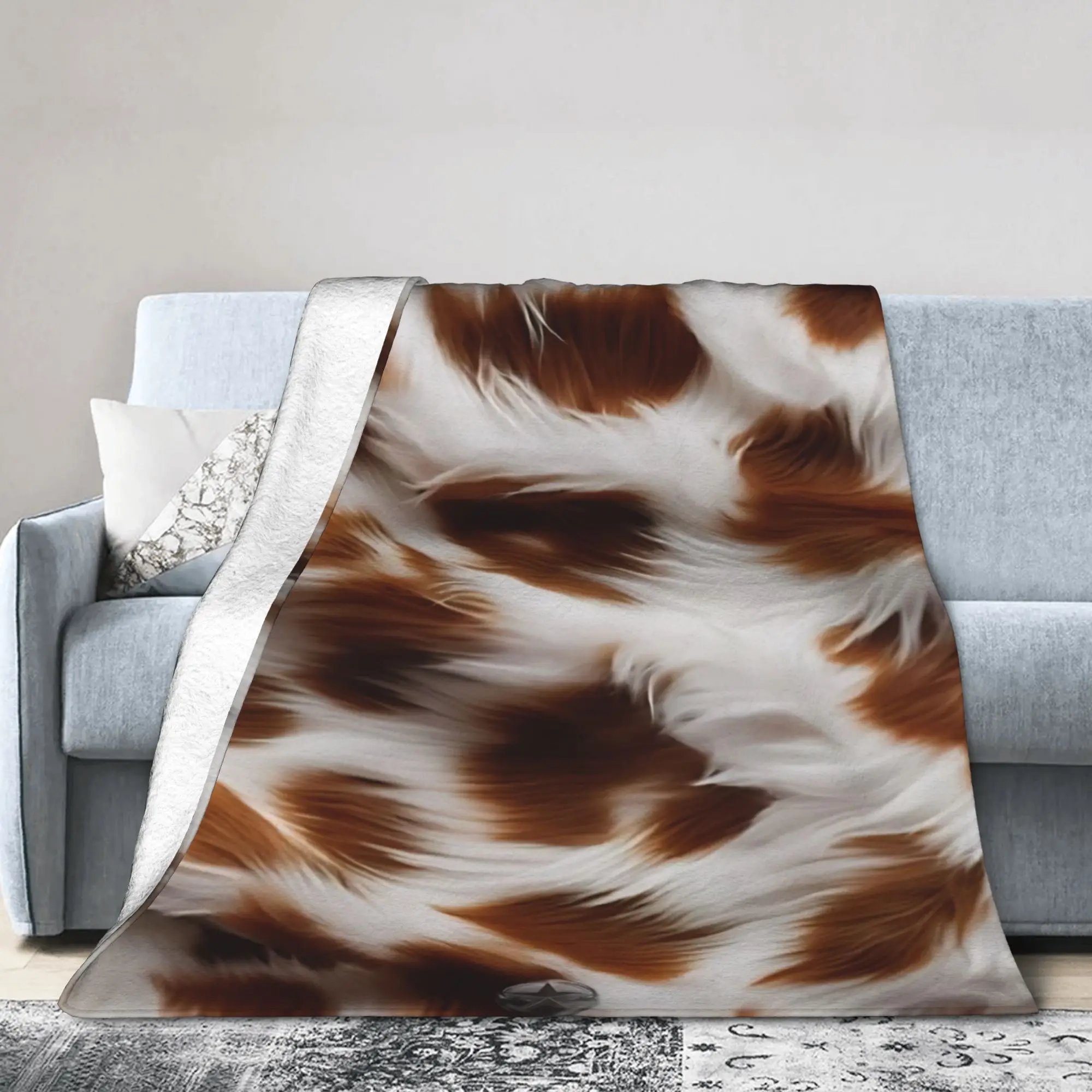 New Arrival Rustic Cow Print Blankets Lightweight Thin Velvet  Cozy Throw Blankets Machine Washable