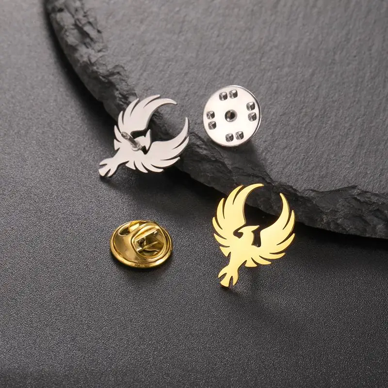 Phoenix Brooch Pin Stainless Steel Animal Gold Color Suit Collar Badges For Men Women Totem Jewelry 2026 New