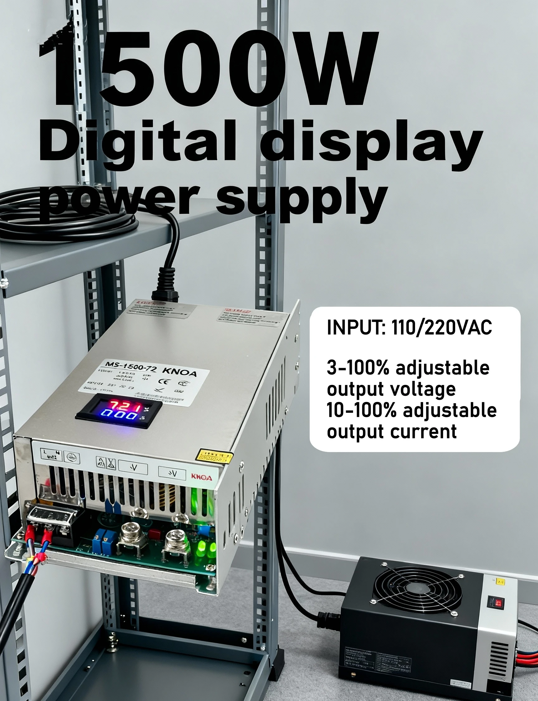 1500W Digital Display Power Supply Adjustable 12V 13.8V 15V 24V 30V 36V 48V 60V 68V 72V 80V 150V 200V 110/220V AC-DC CC/CV SMPS