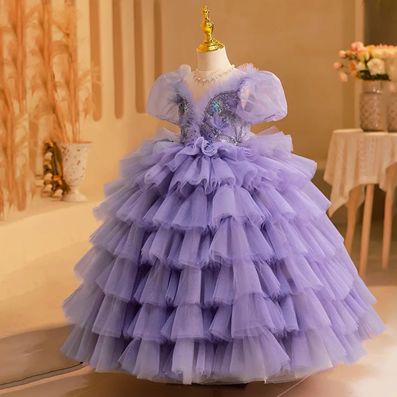 

Fluffy Baby Girl Birthday Dress Ball Gown Princess Prom Party Dress Child 1-14T Outift Flower Girl Dress