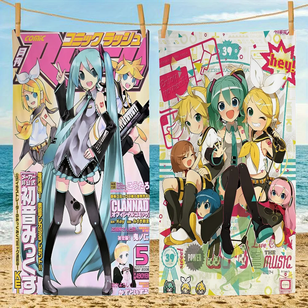 Virtual Idol H-Hatsunes M-MikU Beach Towel Colorful Bath Towels For Girl Microfiber Quick Dry Custom Sand