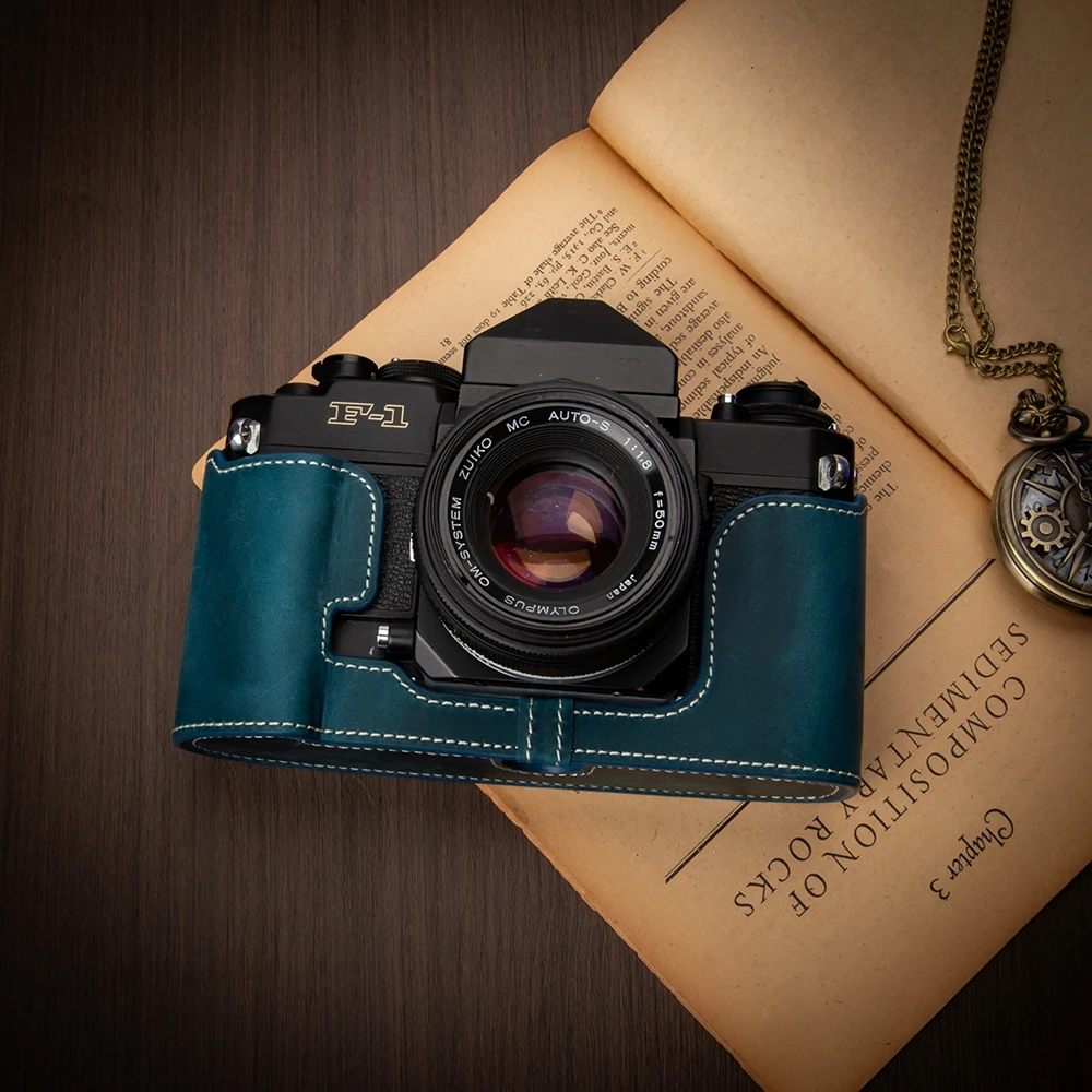 

F1 Genuine Leather Half Case For Canon QL17II QL17III QL19II QL19III F1 Case Half Bag Handmade Camera Bag Retro Protective Case