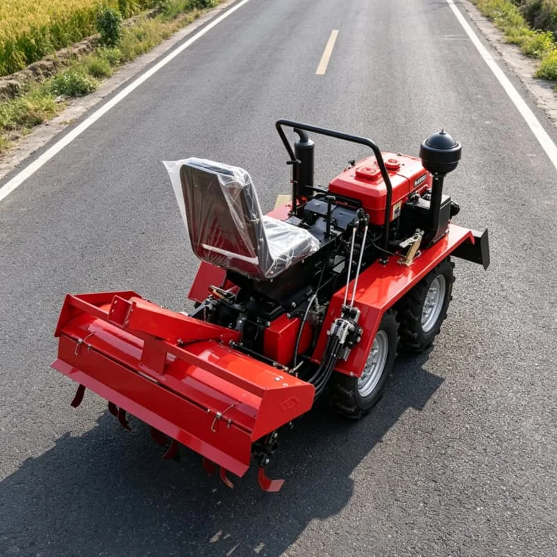 Customized Dual CE/EMC Certified, New Wheeled Tilling Machinery, Four-wheel Rotary Tiller, All-terrain Farming Equipment