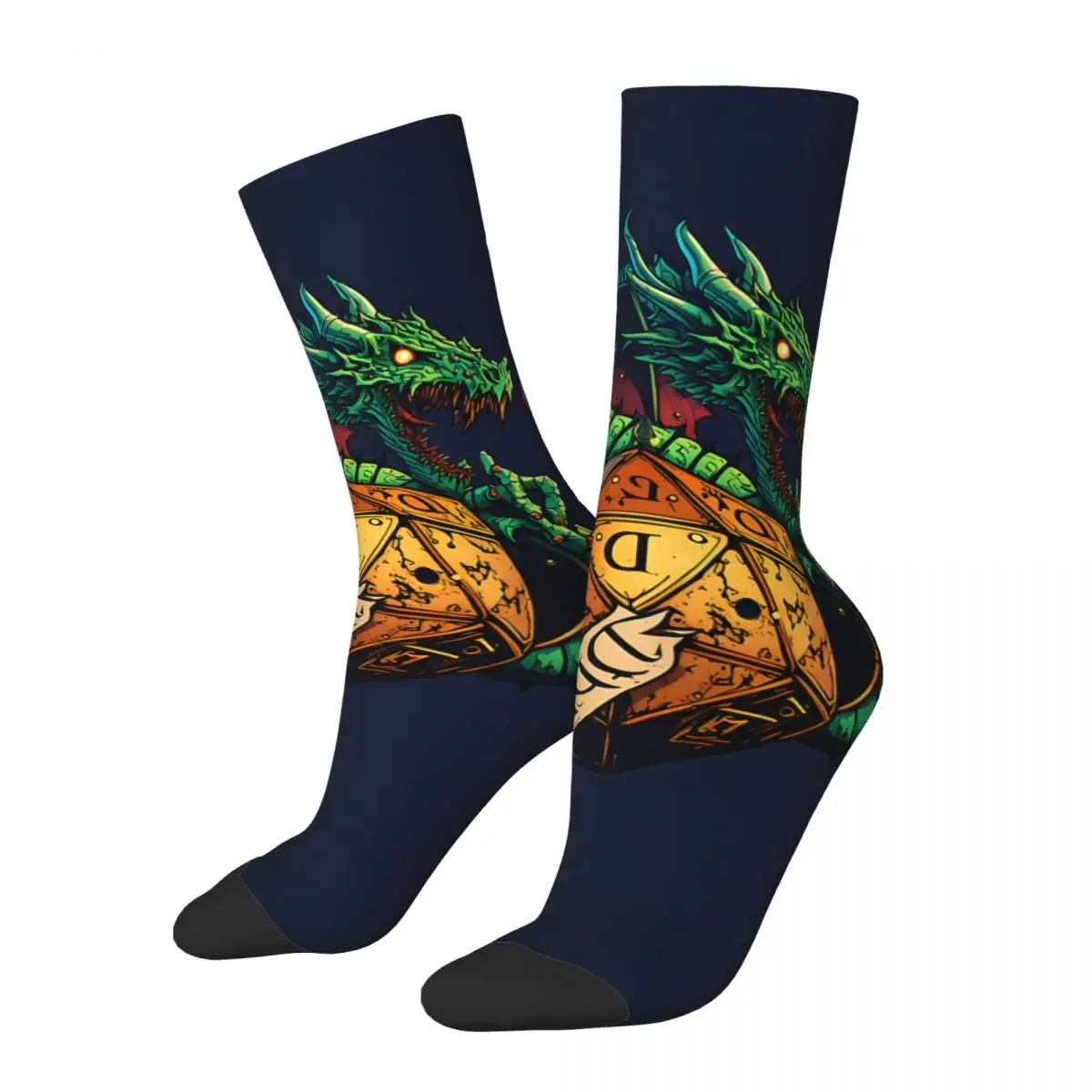 Crazy compression A D20 Sticker Sock for Men Harajuku Dungeons And Isometric Dragons Quality Pattern Crew Sock Novelty