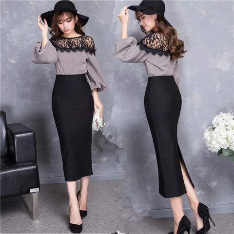 

2024 Spring Summer Women New Elastic Waist Professional Skirt Female Split Package Hip Skirts Ladies Slim Fit Pencil Skirt B464