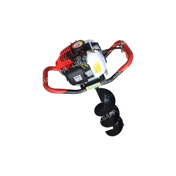 196Cc Earth Auger Hand Push Hole Digger Machine Portable Ground Drill