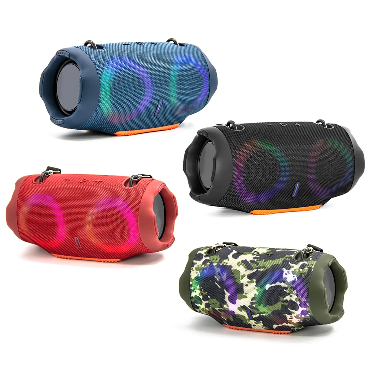 Novo xtrmm4 rgb cor luz batalha tambor alto-falante bluetooth tecido ao ar livre ultra longa resistência bluetooth alto-falante tws fm boom box