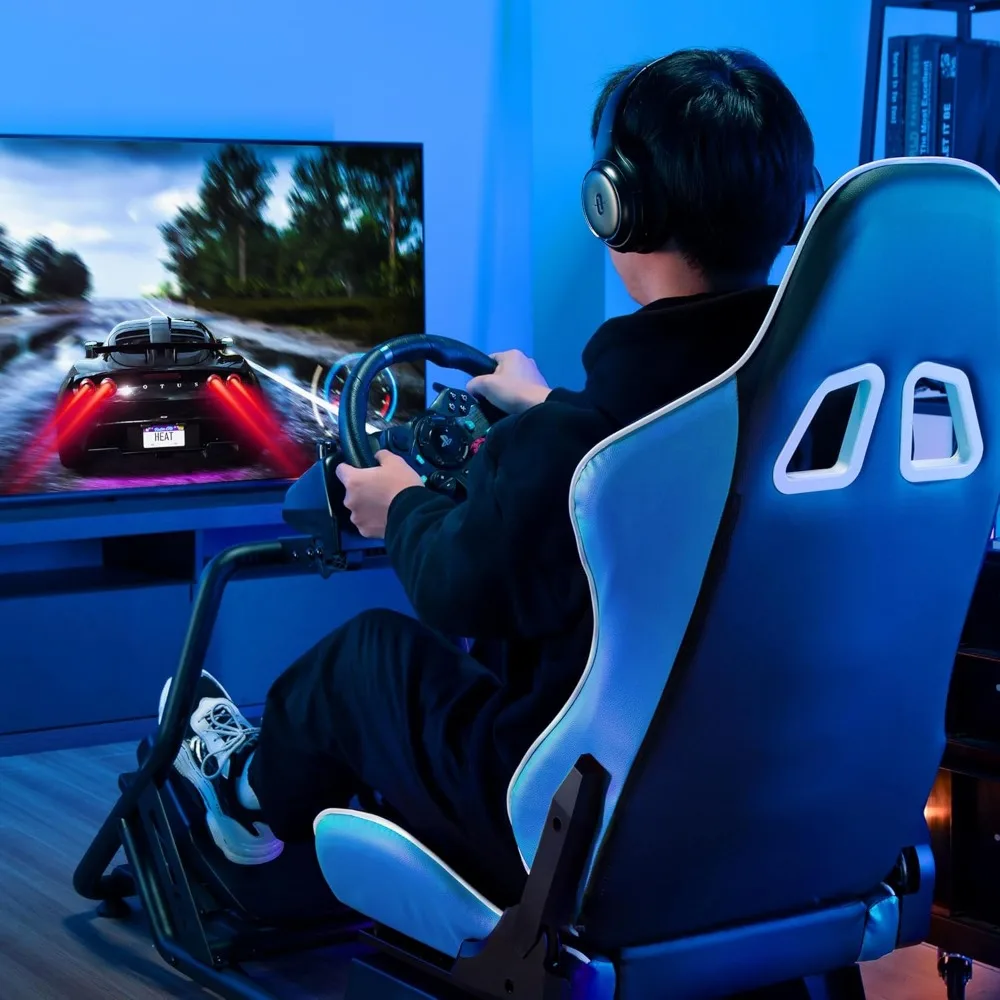Sim Racing Cockpit con supporto per ruota con sedile regolabile per giochi su PC PS5 PS4