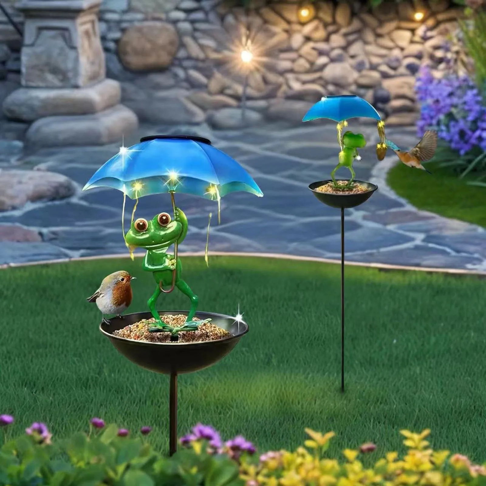 

Солнечная кормушка для птиц, садовый декор, уличные солнечные фонари, фигурки, фонари с зонтиком, кормушка для колибри, украшение, дорожка, фонари