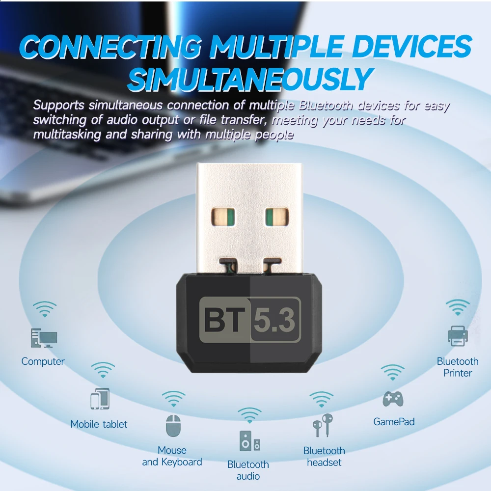 

USB Bluetooth 5.3 Dongle Adapter for PC