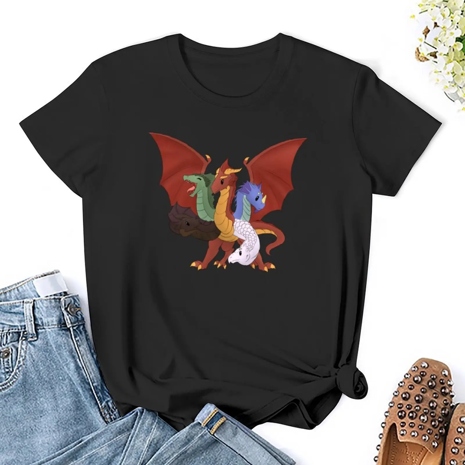 Tiny Tiamat T-Shirt Female clothing plus size tops Aesthetic clothing summer top womans clothing