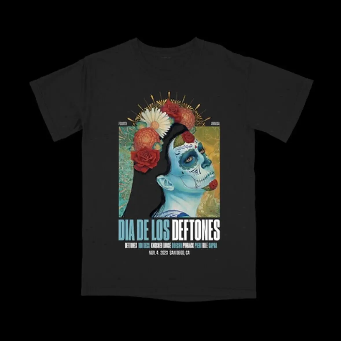 Deftones Dia De Los 2023 La Catrina Admat Black Official T Shirt Sz L