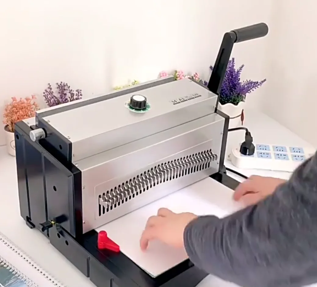ET8707 A3 A4 Desktop Electric Wire Spiral Book Puncher and Binding Machine Professional Document Binder for Office School