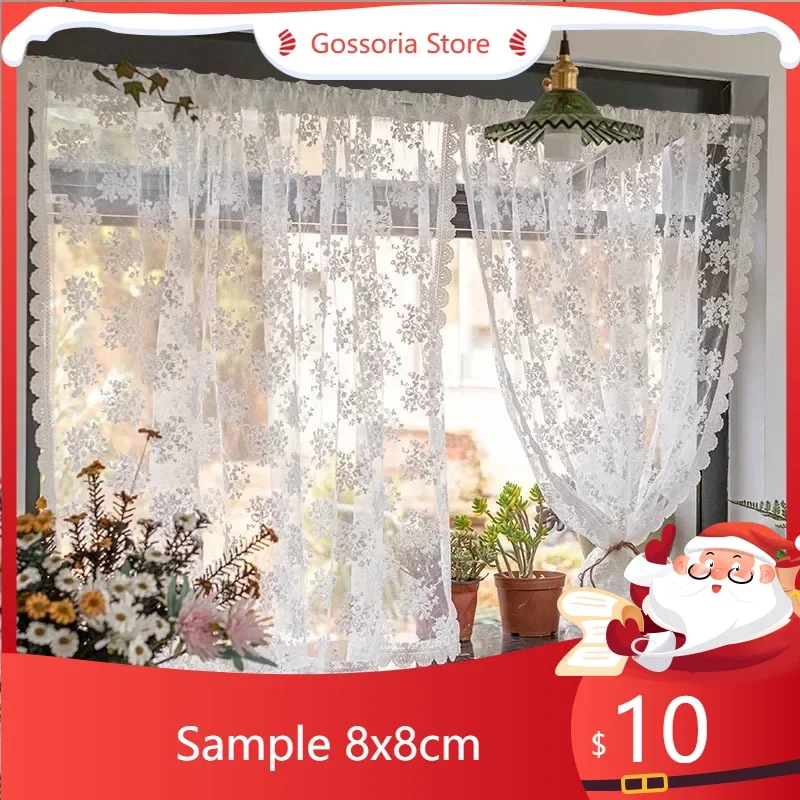 

Sample1PC Short Curtain Half Curtain Small White Lace Gauze Tulle Blackout Partition Door Decor Floating Window Curtains
