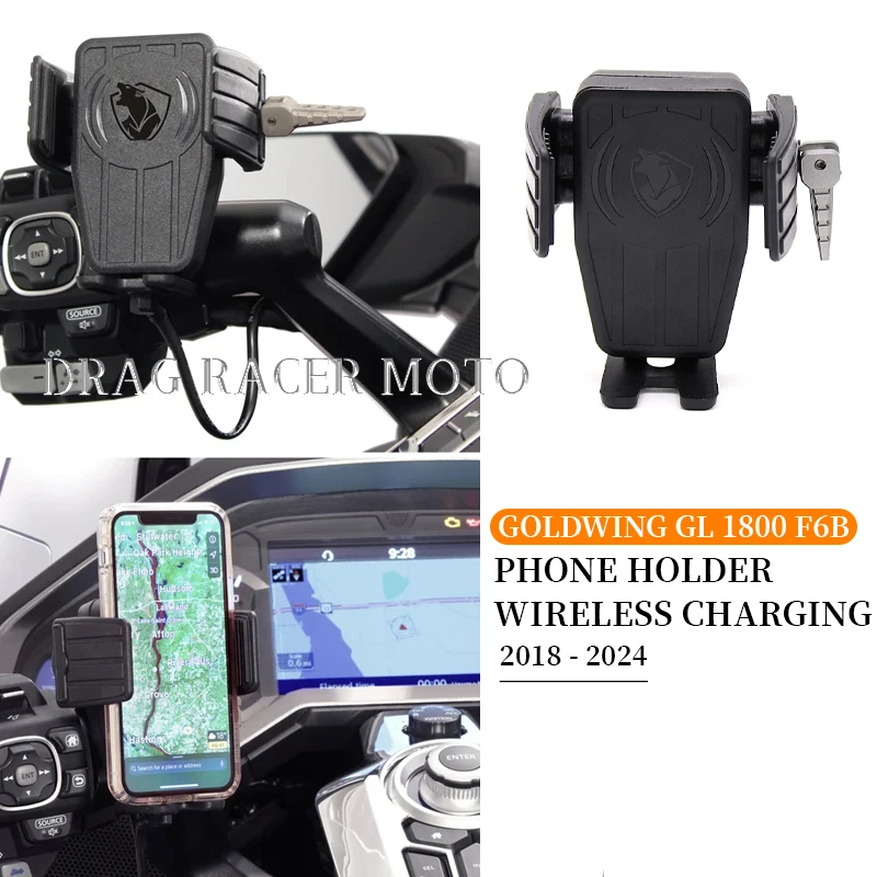 

Для Honda Golden Wing GL 1800 F6B GL1800 DCT 2018-2024 Golden Wing Мотоцикл Беспроводная зарядка GPS Держатель телефона Навигация Mo