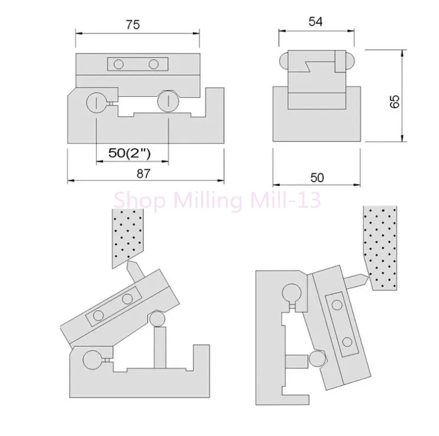 CNC Precision Angle Sine Dresser, retificadora, AP50 Dressing Fixture, 0-60 graus para a roda