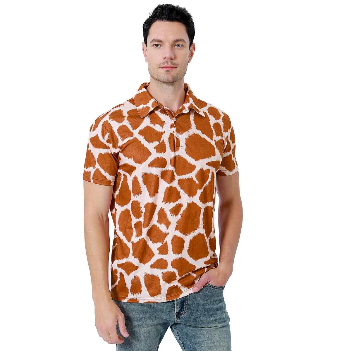 

Men's Casual Polo Shirt Fashion Animal Printed Top for Business And Leisure Breathable Comfortable Tshirt Short Sleeve Clothing