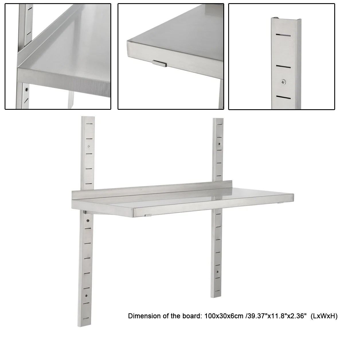 Wall Mounted Bathroom Rack 1 Tier 201 Stainess Steel Storage Holder Strip Kitchen Shelves Accessories Space Length 70cm/27.56"