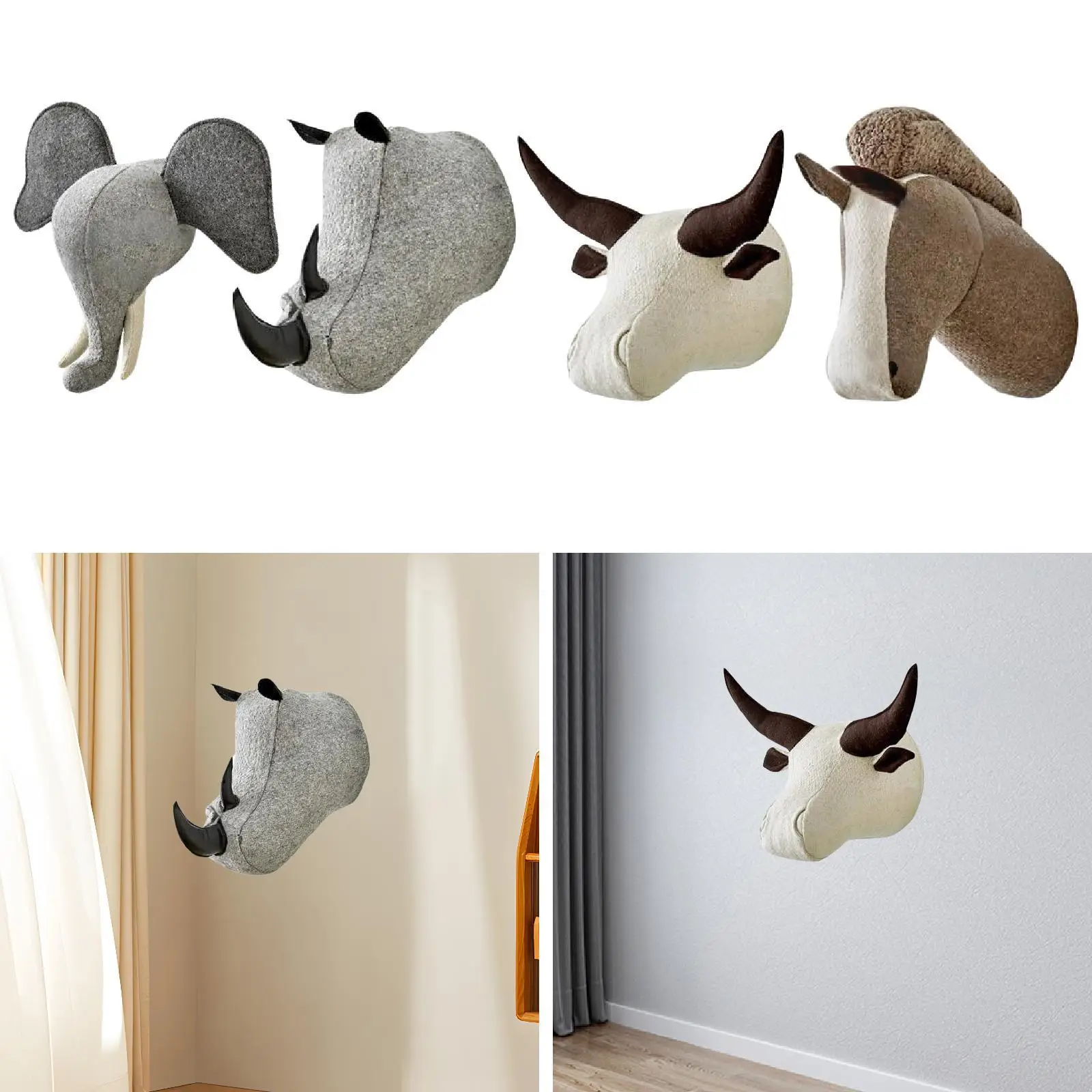 

3D Animal Head Wall Decor Indoor Nursery Wall Charmers for Kids Room Playroom