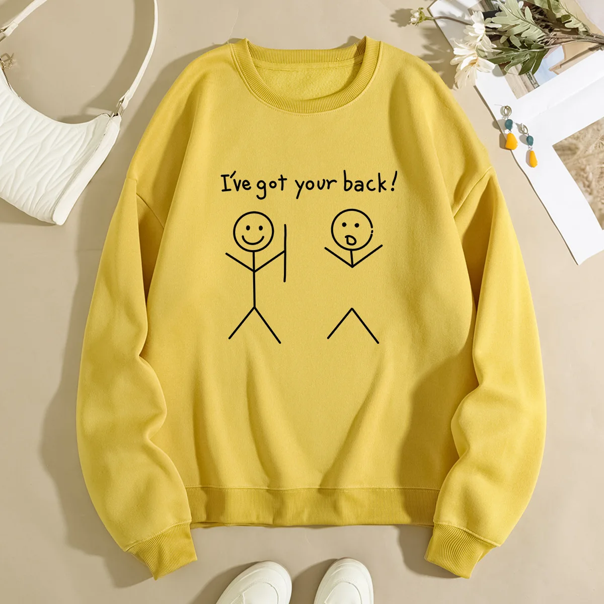 معطف نسائي فضفاض برقبة دائرية وأكمام طويلة من الكشمير - مقاس كبير على الطراز الأوروبي والأمريكي مع سويت شيرت رجالي مطابق