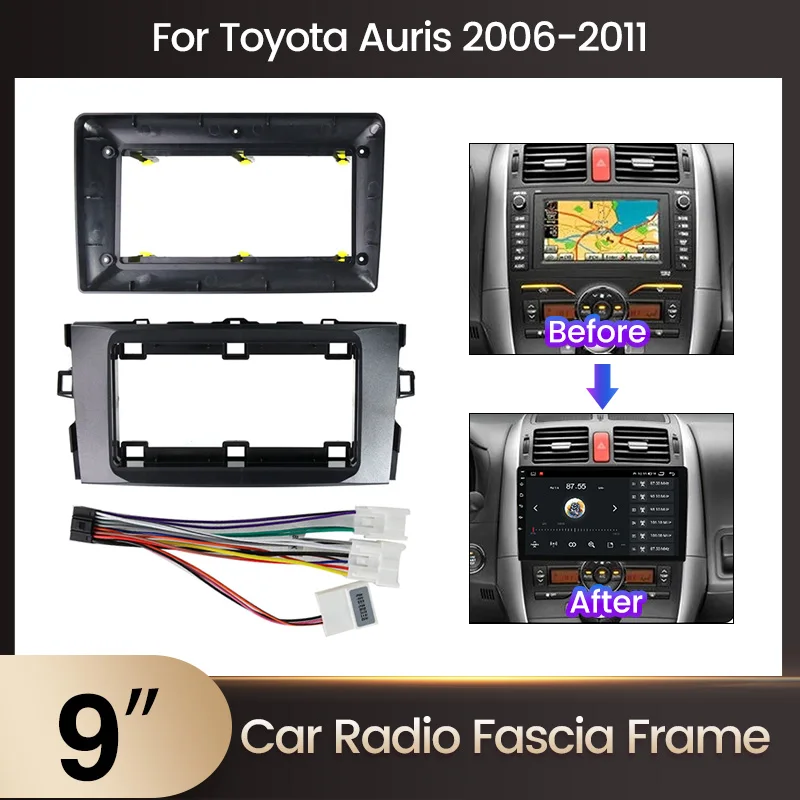 MEKEDE Car Radio Fascia Frame for Toyota Auris E150 2006-2011 2Din GPS DVD Stereo Panel Dash Mount Installation Trim Kit Frame