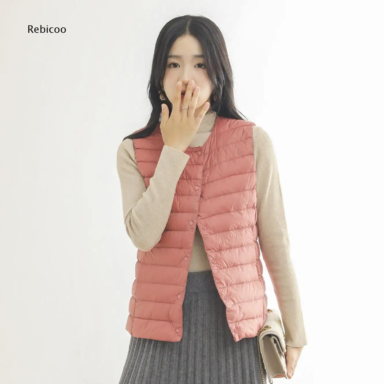 Solid Color Sleeveless Puffer Gilet For Women Button Up Round Collar Relaxed Fit For Daily Commuting And Inner Layer Wearing
