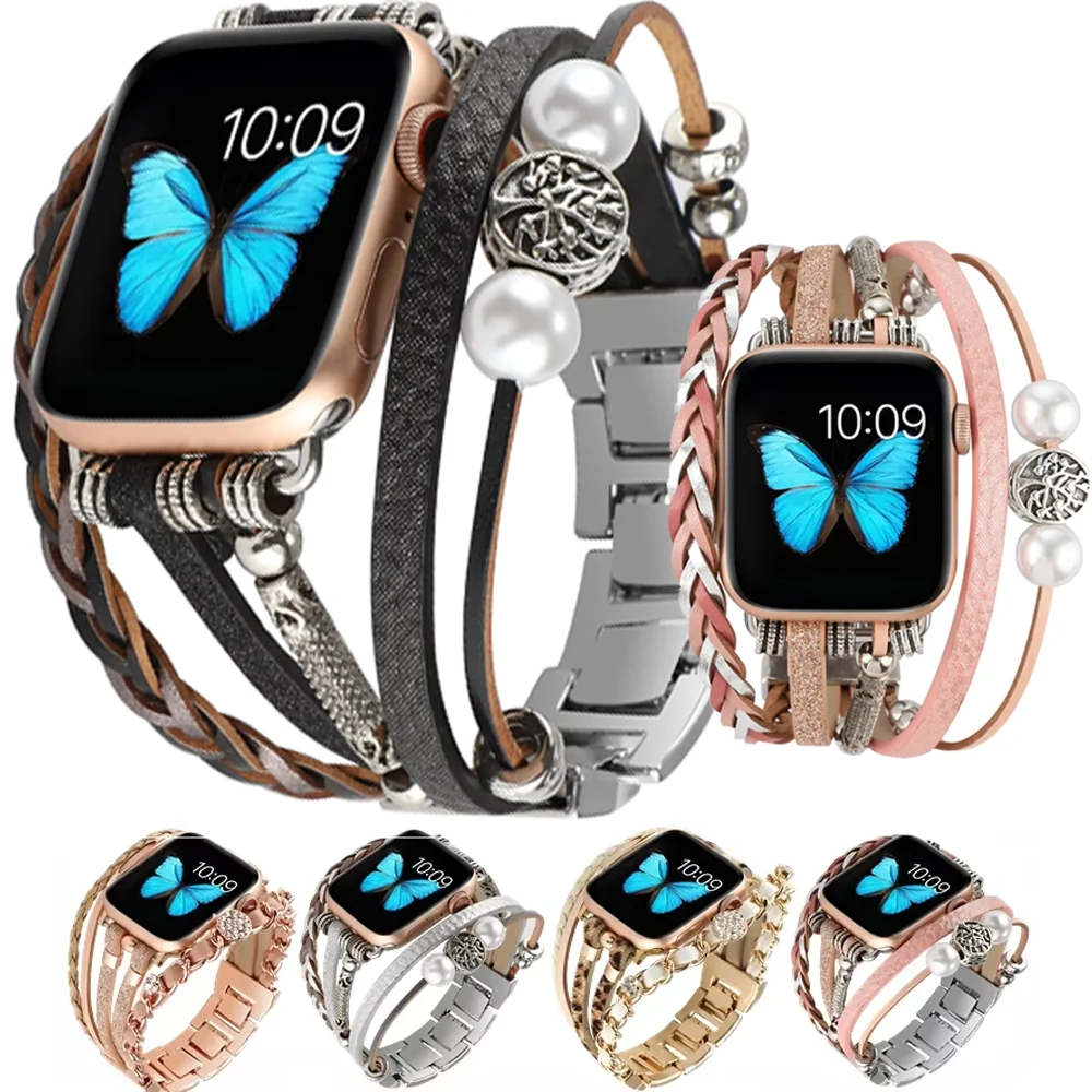 Joyería + Correa de Metal para Apple Watch 11 10 46mm 42mm 9 8 7 45/41mm banda exquisita para iWatch Ultra 49mm 6 5 4 SE 44mm 40mm Correa