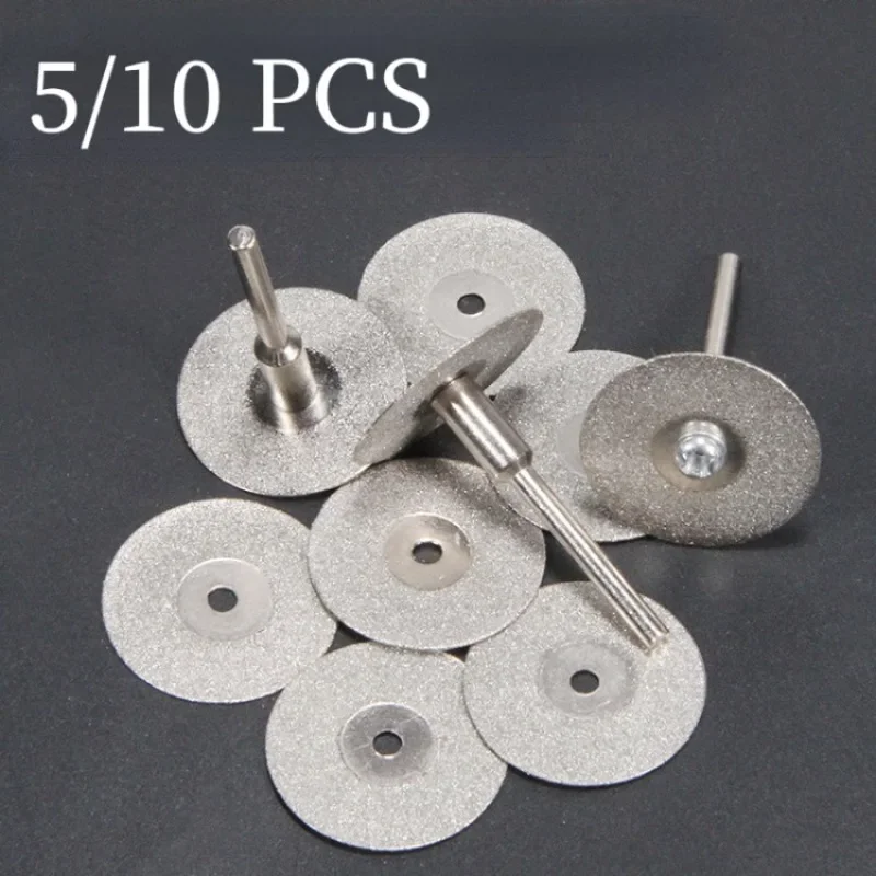 

5/10pcs 22mm Diamond Cutting Discs Cut Off Mini Diamond Saw Blade with 1pcs Connecting Shank for Dremel Drill Fit Rotary Tool