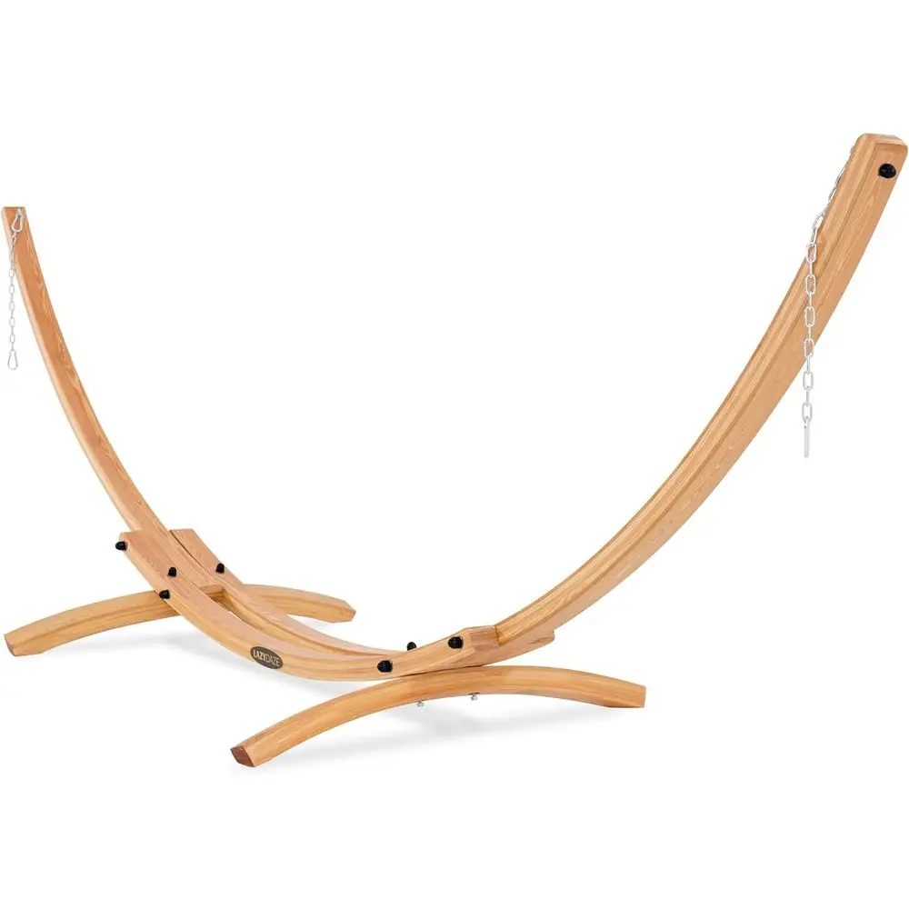 

2 Person Outdoor Wooden Hammock Stand with Carabiners and Chains, 500lb Capacity, Natural Finish