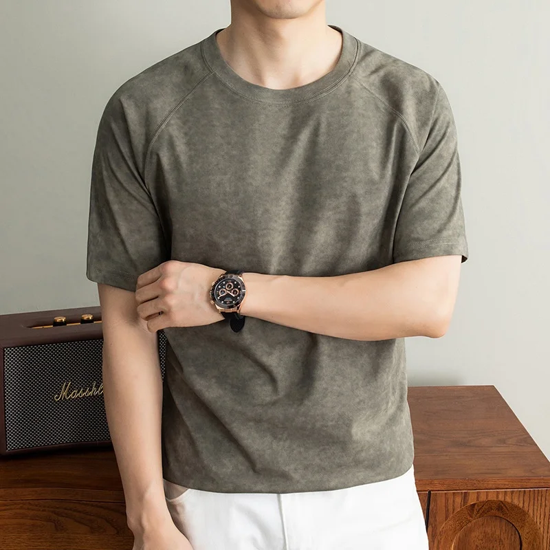 

Мужская свободная хлопковая футболка с коротким рукавом, повседневная, с круглым вырезом, в американском стиле, летняя мода