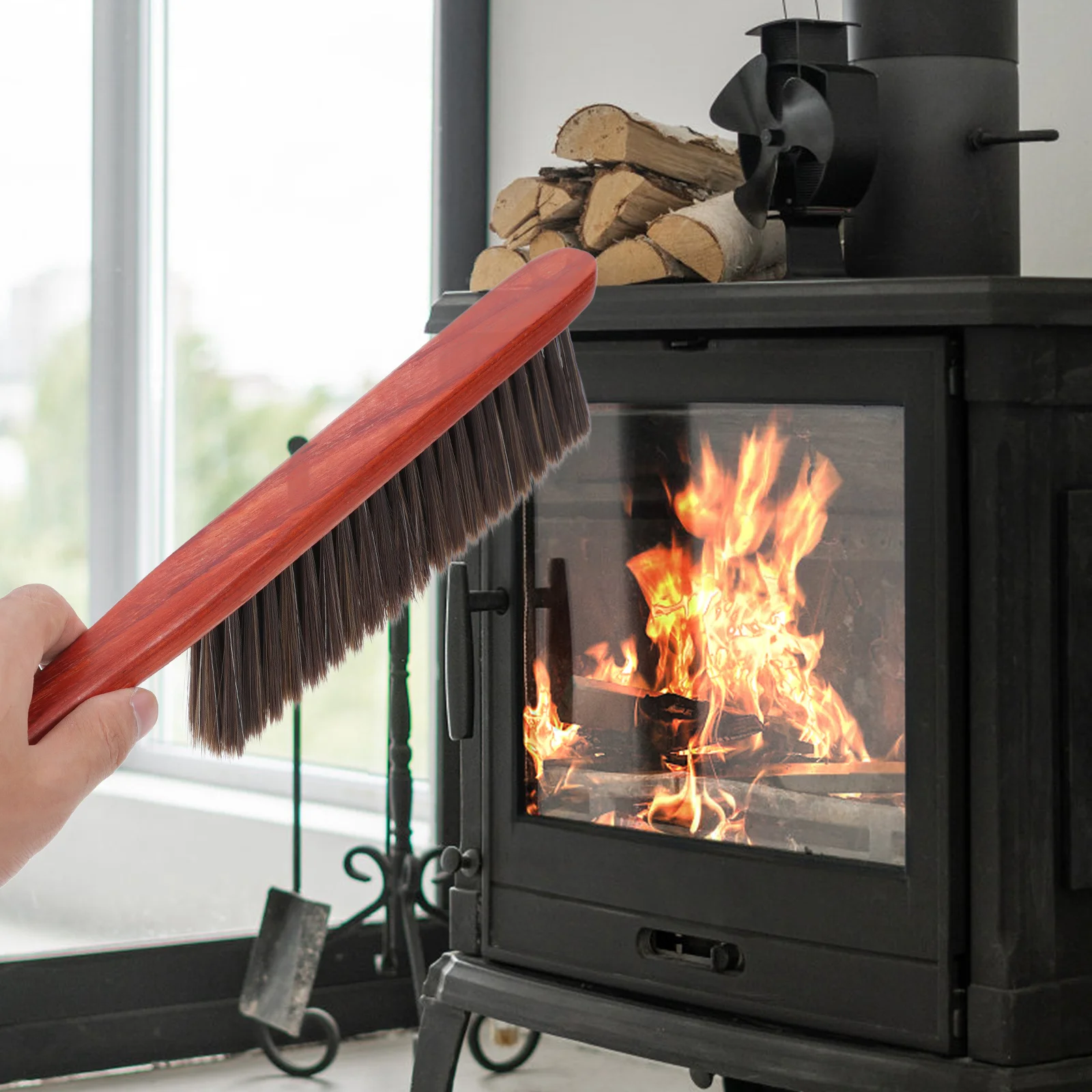 

Long Handle Fireplace Brush Soft Bristle Wood Hand Broom for Cleaning Ash Dust Sofa Bed Furniture Table