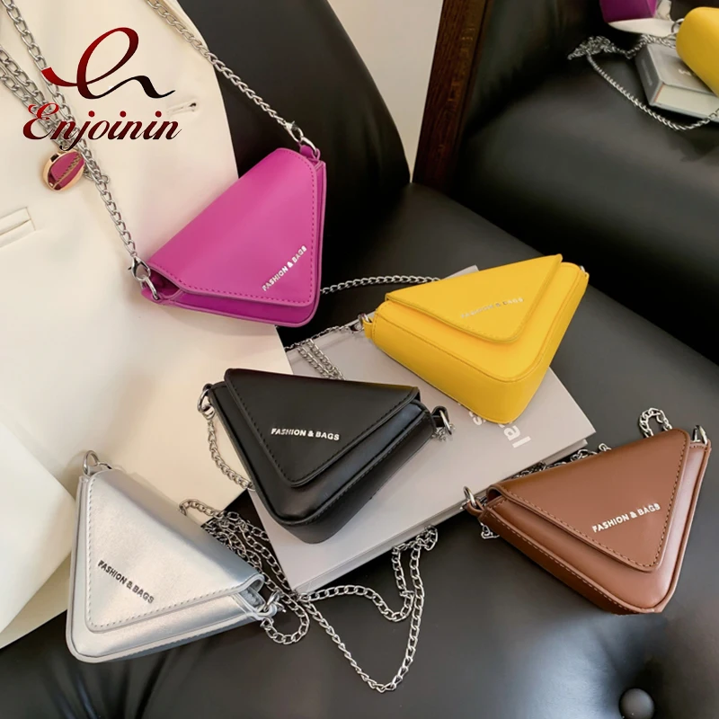 Trendy Triangle Mini Chain Shoulder Bag for Women Designer Purses and Handbags Female Small Crossbody Bag Party Clutch Bag New