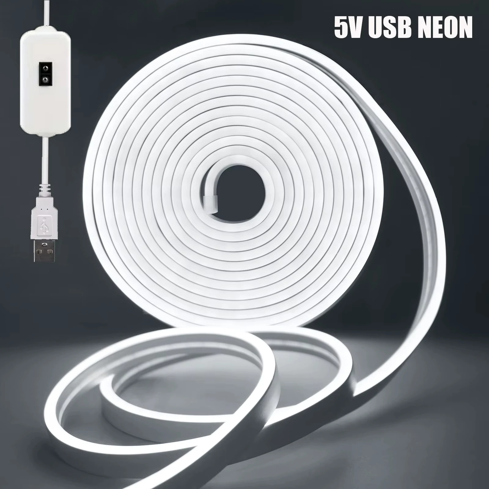 

USB LED Neon Strip Light 5V Flexible Silicone Rope Light with Hand Sweep Sensor Dimmer Waterproof for Home Outdoor Wall Decor